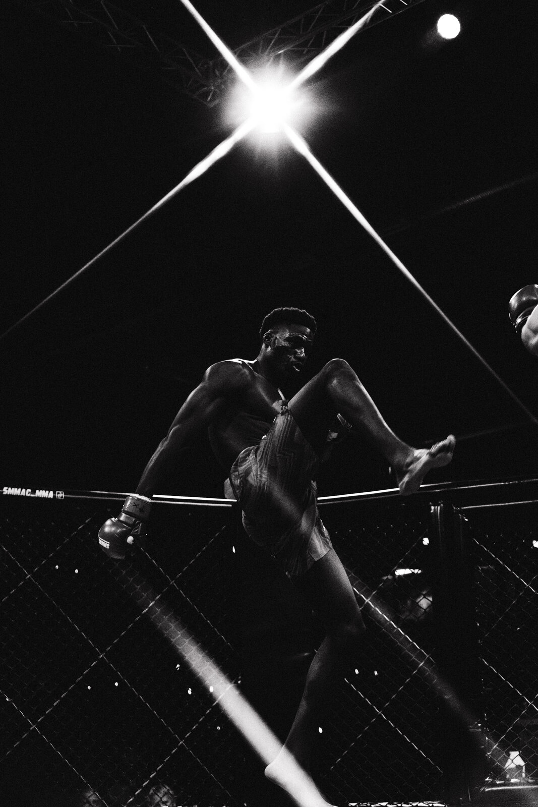 MMA fighter crouching